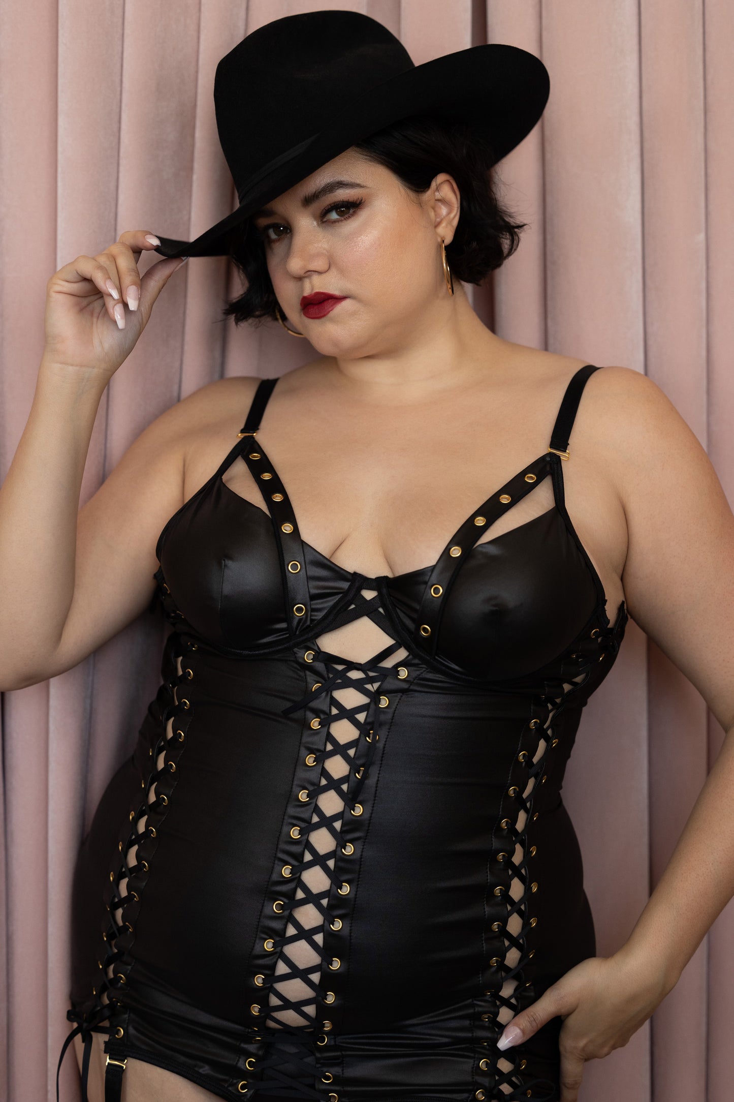 Va Voom Leather Chemise - Curvy